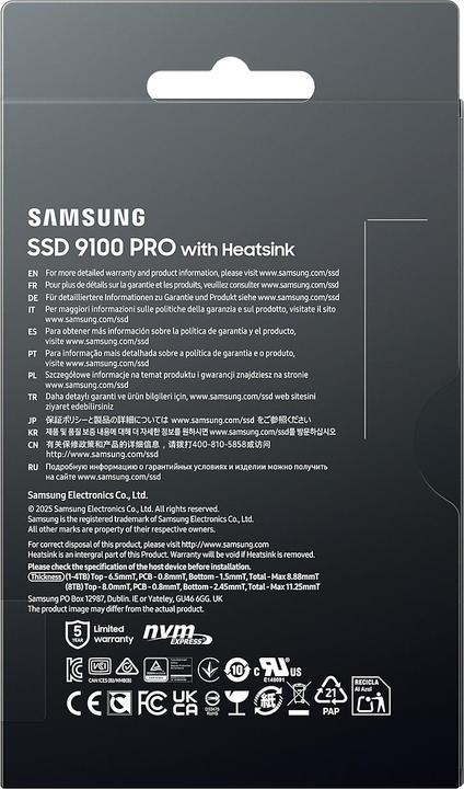 Actual product image Samsung 8TB 9100 PRO with Heatsink M.2 NVMe SSD (8000 GB, M.2 2280)