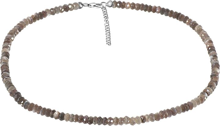 Xen Mondstein - Collier choco 5,5 mm facettiert 43 + 5 cm 925 Silber (925 Sterling Silber, 43 cm)