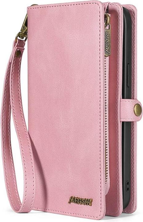 Actual product image Megshi iPhone 15 - 2-1 Wallet Case pink (Apple iPhone 15)
