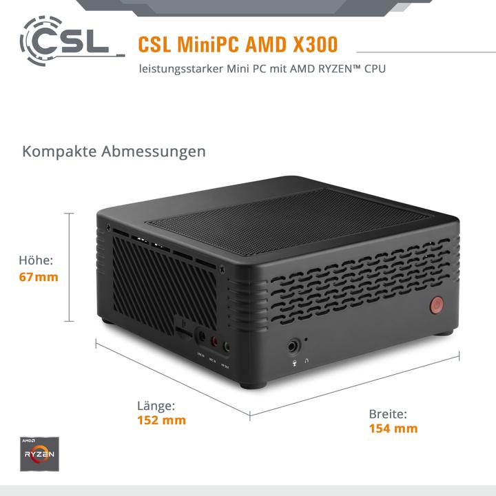 Image du produit CSL Mini-PC X300 / 5700G / 32Go / 2000Go SSD / Windows 11 Pro (AMD Ryzen 7 5700G, 32 Go, 2000 Go, AMD Radeon Graphics)