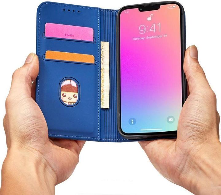 Image du produit Hurtel Étui à cartes magnétique pour iPhone 13 Pro couverture de l'étui à cartes bleu (Apple iPhone 13 Pro)