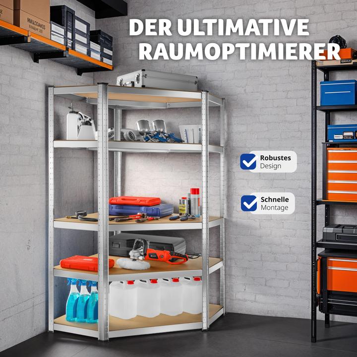 Actual product image tectake Garage shelving unit corner shelf, heavy-duty Manfred