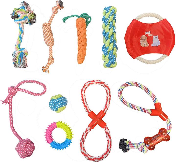 Actual product image JTI 10-pack of toys for dogs and cats (Dog chew toy)