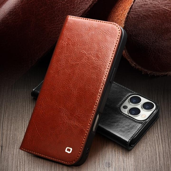 Image du produit QiAlino Fourre Flip cuir véritable (Apple iPhone 16)