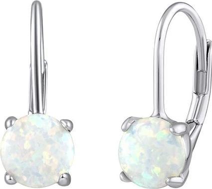 Silvego Silver earrings with white synthetic opal LPS1398W