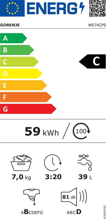 Energie-Label Gorenje Gore WaMa WE 74 CPS C wh | 737085 (7 kg, Links)