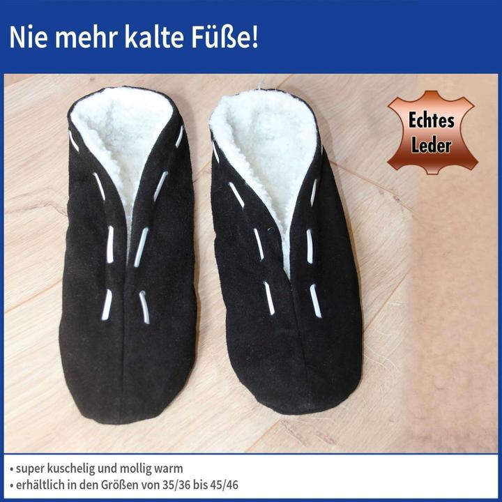 Fellhausschuhe, schwarz (35, 36)