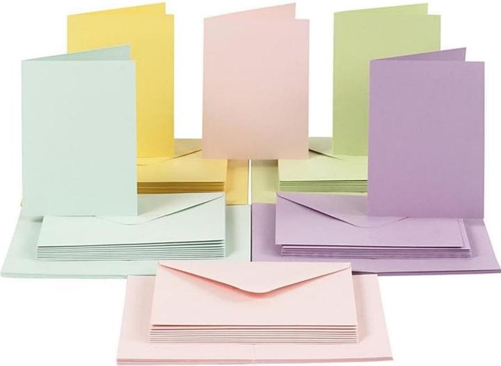 Creativ Company Carte vierge et enveloppe 10.5 x 15 cm, 50 pièces, pastel (50 pcs)