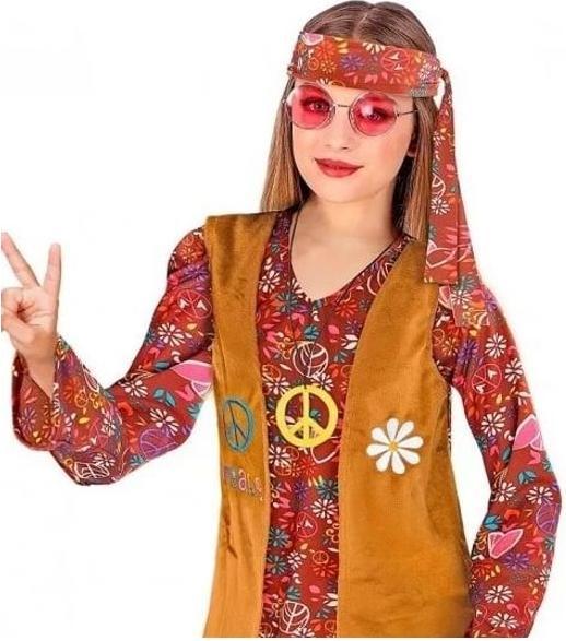 Actual product image Widmann HIPPIE (dress, waistcoat, headband, boot covers with fringes), 128 cm / 5-7 years (128)
