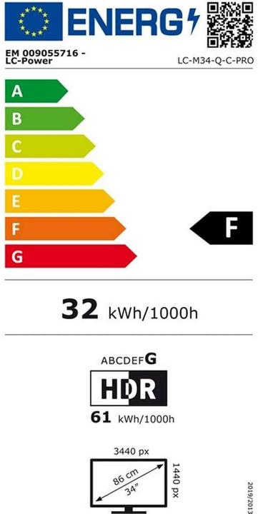 Label énergétique LC-Power LC-M34-Q-C-PRO (3440 x 1440 pixels, 34")