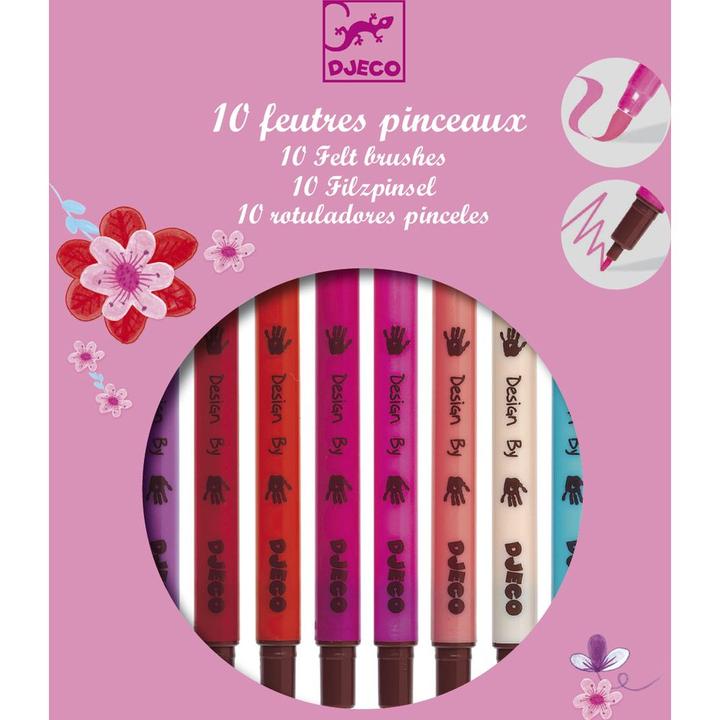 Immagine prodotto Djeco 10 pennelli di feltro-ragazza 19 x 16,5 x 1,5 cm (Rosa, 10 x)