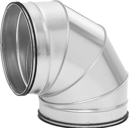 Lindab Bend folded short BKFU 90° Ø500 short Construction dimensions