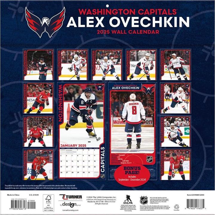 Image du produit NHL - Washington Capitals - Alex Ovechkin - Calendrier mural joueur 2025 30,5 x 30,5 cm (30,5 x 30,5 cm, Français, Italien, Espagnol, Allemand, Anglais)