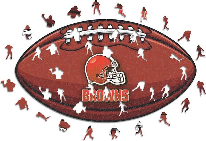 Actual product image Iconic NFL - Cleveland Browns– Football with Logo - Wooden Puzzle Size L (500 pieces) (500 pieces)