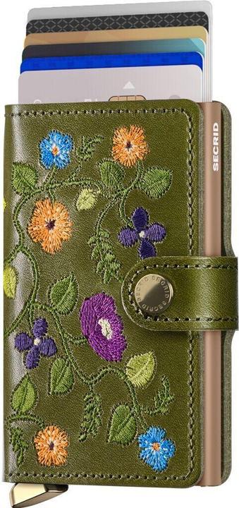 Secrid Stitch Floral Miniwallet, olive