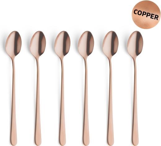 Actual product image Amefa Long drink / latte macchiato spoon set 6 pieces PVD copper 1410 Austin (6 Piece, Pitchfork)