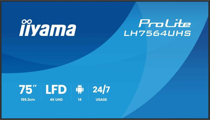 iiyama 189.3cm(75") LH7564UHS-B1AG 16:9 2xHDMI+USB-C (Speditionsversand) (3840 x 2160 Pixel, 75")