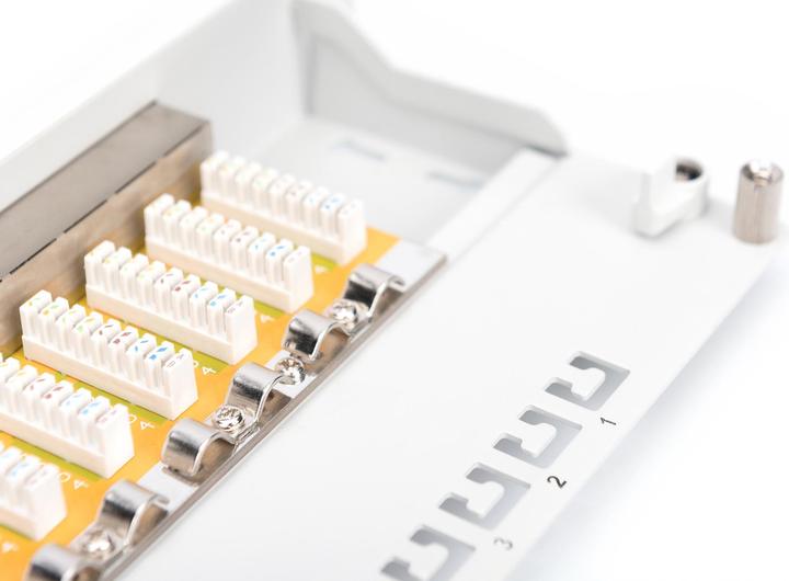 Immagine prodotto Digitus CAT 6 Patch Panel schermato a 8 porte RJ45 8P8C LSA 1U 25,4cm 10inch Rack Mount Colore Grigio RAL