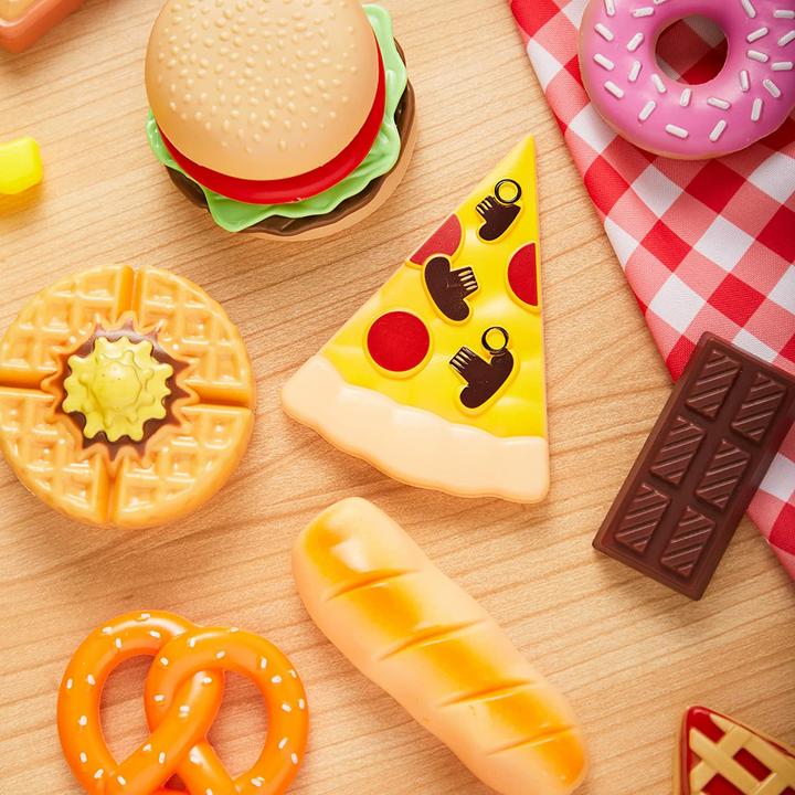Immagine prodotto Activity Board 50 pezzi di cibo giocattolo in plastica per bambini, cibo finto, set di giochi da cucina