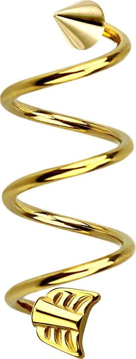 Produktbild Star Piercing Micro Spirale vergoldet mit Cone und Pfeil (Chirurgenstahl 316L, ohne Messing)