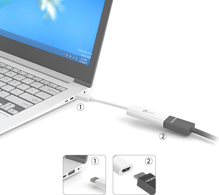 Produktbild j5Create USB To HDMI Multi-Monitor (USB, 8 cm)