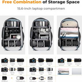 Immagine prodotto K&F Concept Zaino 30L Nature Wander 09 (nero e grigio) (Borsa a tracolla per fotocamera, 25 l)