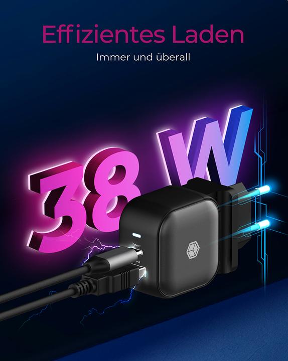 Productafbeelding Icy Box Adap Voeding 2-poorts, USB + USB-C (38 W)