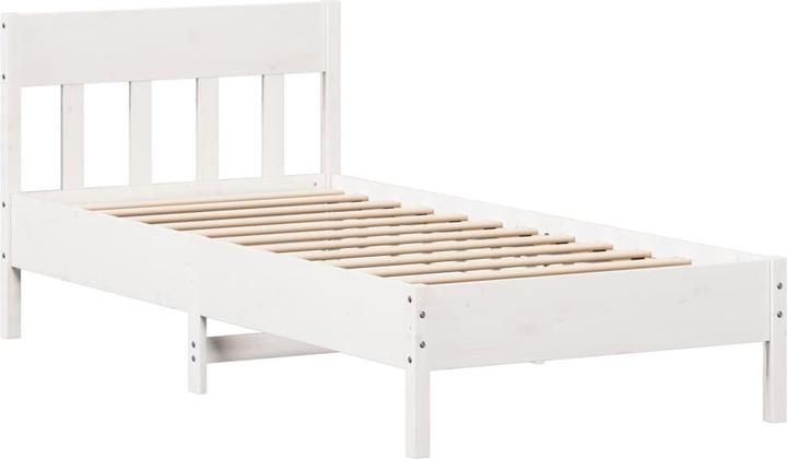 Produktbild VidaXL Massivholzbett Holzbett Bett Einzelbett Bettgestell Weiss 90x200cm Kiefer (90 x 200 cm)