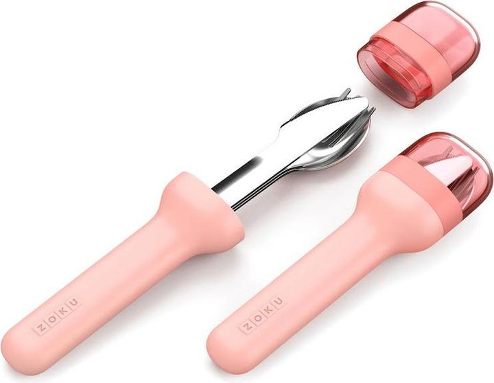 Produktbild ZOKU Besteck-Set To Go, 3-teilig Peach (3 Stück, Besteck Set)
