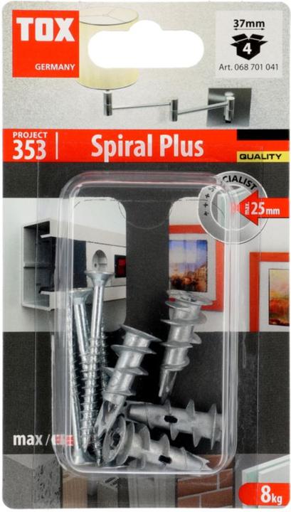 Image du produit Tox Ancre en plaque de plâtre Spiral Plus 37-4 S 4 pièces (4 pcs)