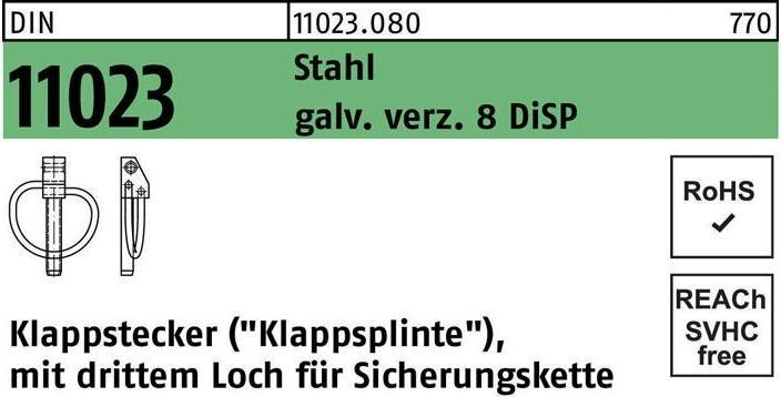 Produktbild Klappstecker DIN 11023 10 x 45 Stahl gal Zn 8 DiSP (45 mm)