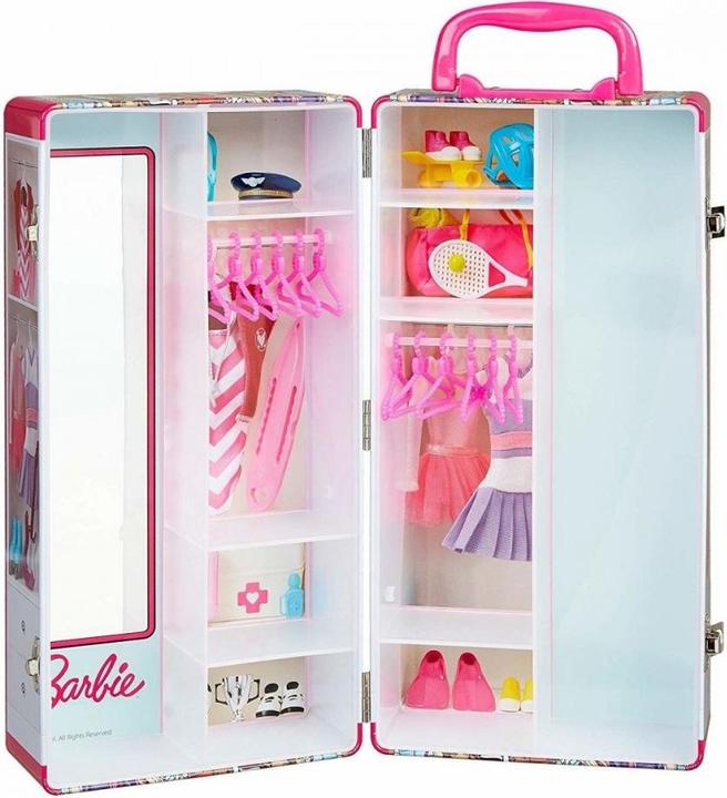 Barbie Schrankkoffer Kleiderstangen und Fächern