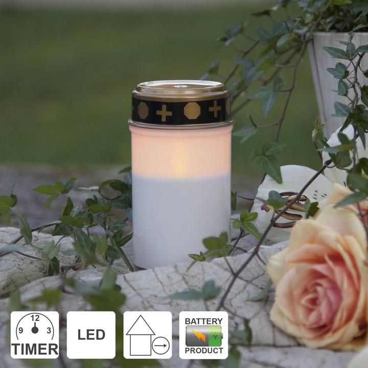 Immagine prodotto Star Trading Luce tombale a LED con timer | Candele gravi LED con batteria | Set di 2 candele LED pe (2 x)