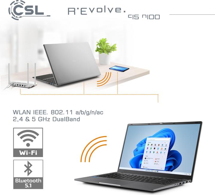 Produktbild CSL Notebook R'Evolve C15 v4 32GB 1000GB Windows 11 Home (15.60", Intel N100, 32 GB, 1000 GB, DE)