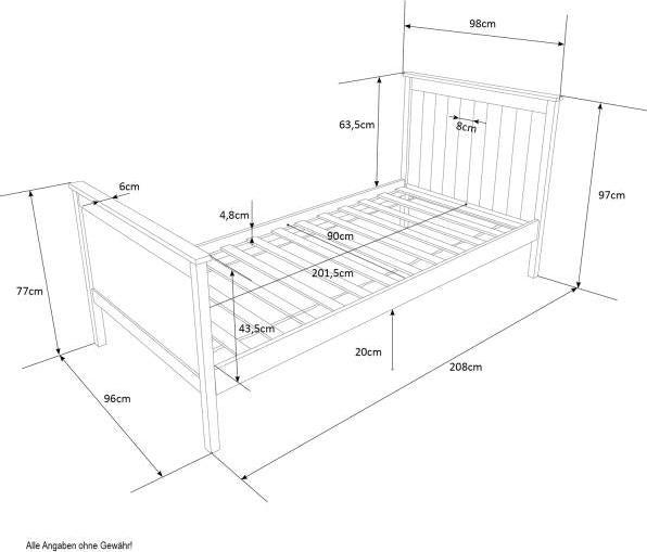 Image du produit Homestyle4u Lit de jeune Lit simple Lit en bois Lit de jour (90 x 200 cm)