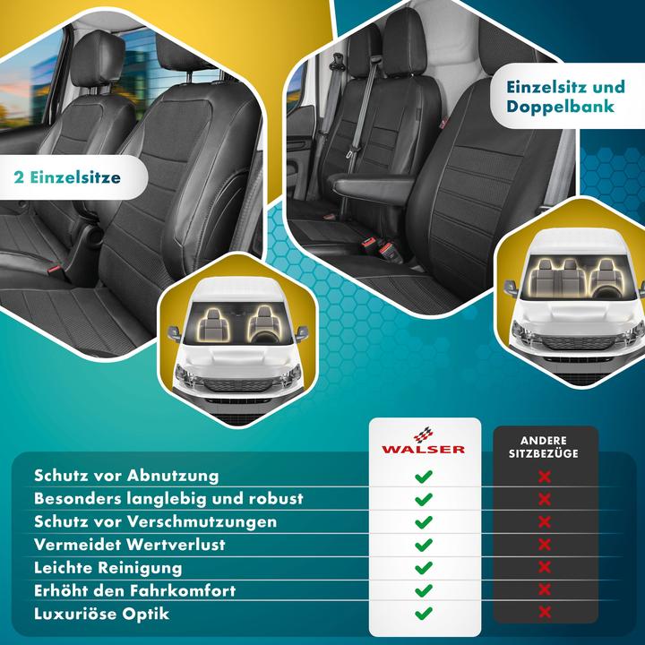 Immagine prodotto Walser Coprisedili auto premium per Opel Vivaro C 03/2019-oggi, 2 coprisedili singoli anteriori