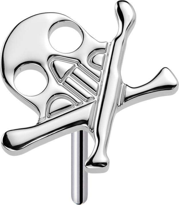 Actual product image Star Piercing Threadless Totenkopf mit gekreuzten Knochen silber (without brass, Titanium G23)