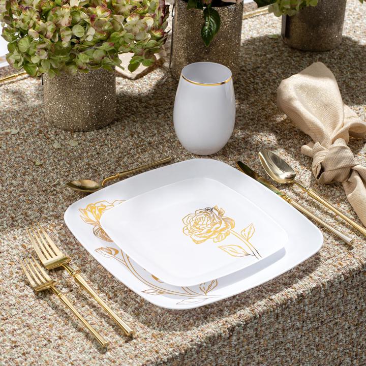 Produktbild Decorline Teller 18.5x18.5cm Peony Weiss-Gold (10 x)