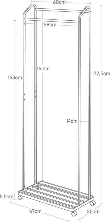 Actual product image Yamazaki Garderobe mit Rollen TOWER