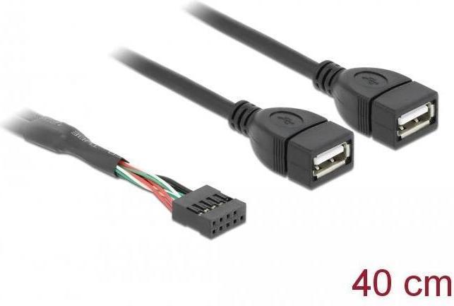 Produktbild Delock Kabel USB 2.0 Typ-A 2 x Buchse auf Pin Header 40 cm (0.40 m, USB 2.0)