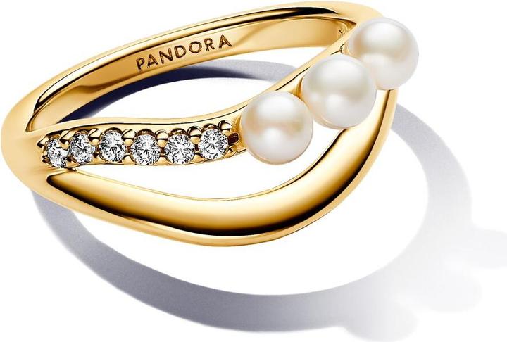 Immagine prodotto Pandora Anello a doppia fascia con perle coltivate d'acqua dolce trattate e forma organica (48)