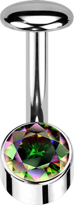 Image du produit Star Piercing Threadless Labret-Stab Banane silber Zylinder silber Kristall dunkel multicolor (Titane G23)