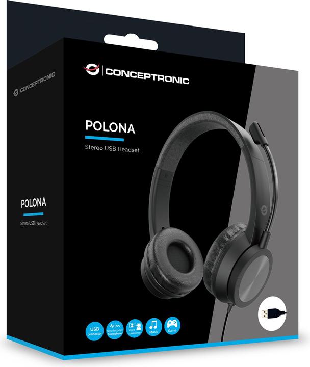 Produktbild Conceptronic Headset Geräuschunterdrückung,USB,2.0m schwarz (Kabelgebunden, USB-A)
