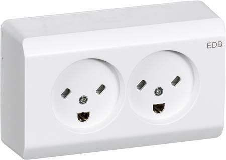 Image du produit LK OPUS® 66 stikkontakt udvendig dobbelt EDB 2-pol med jord hvid