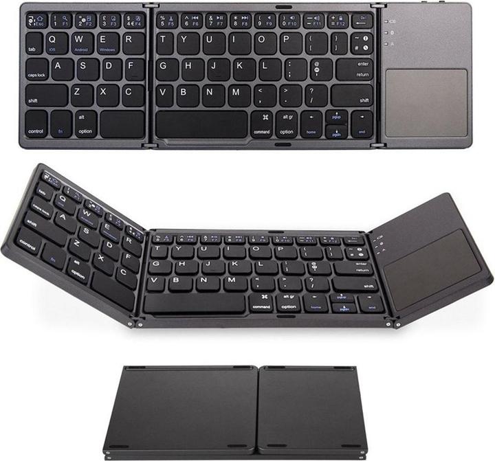 Produktbild Deltalabs Faltbare Mini Bluetooth Tastatur Keyboard (QWERTY) mit Touchpad (US, Kabellos)