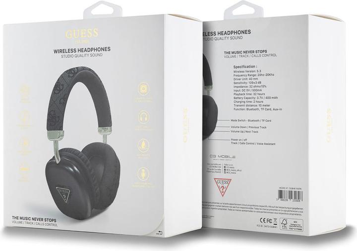 Produktbild Guess PU Leather 4G Triangle Logo Earphones - black (32 h, Kabellos)