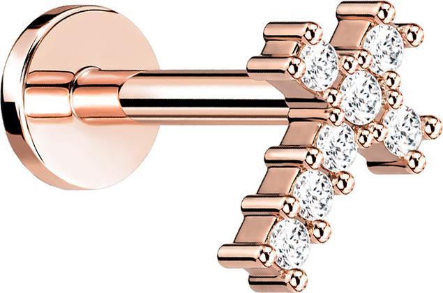 Star Piercing Micro Labret Innengewinde rosegold Kreuz mit Kristall (Messing, Chirurgenstahl 316L)