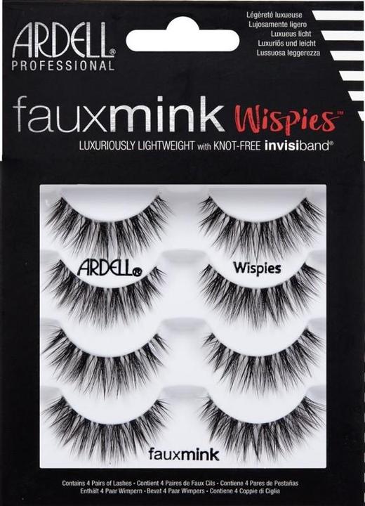 Ardell Faux Mink Wispies Synthetic Vegan Eyelashes Black - Pack of 4 (Künstliche Wimpern)