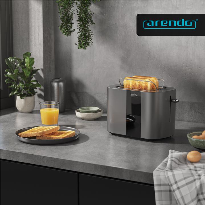 Image du produit Arendo Toaster Edelstahl 2 Scheiben Kurzschlitz, Restzeit & Bräunungsgradanzeige, Touch Display, 800 W (Prise UE)