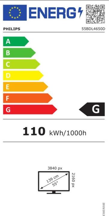 Label énergétique Philips 55? D-Line UHD 24/7 landscape & port (3840 x 2160 pixels, 55")